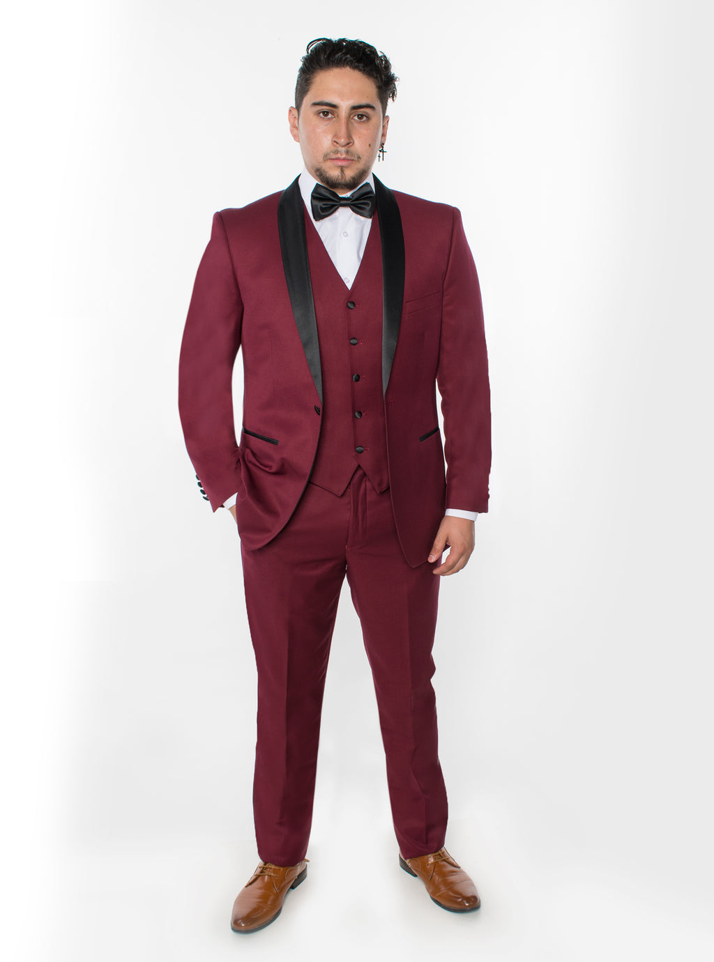 Burgundy 3-Piece Slim Fit Tuxedo