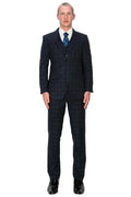 Charcoal Plaid 3-Piece Slim Fit Suit