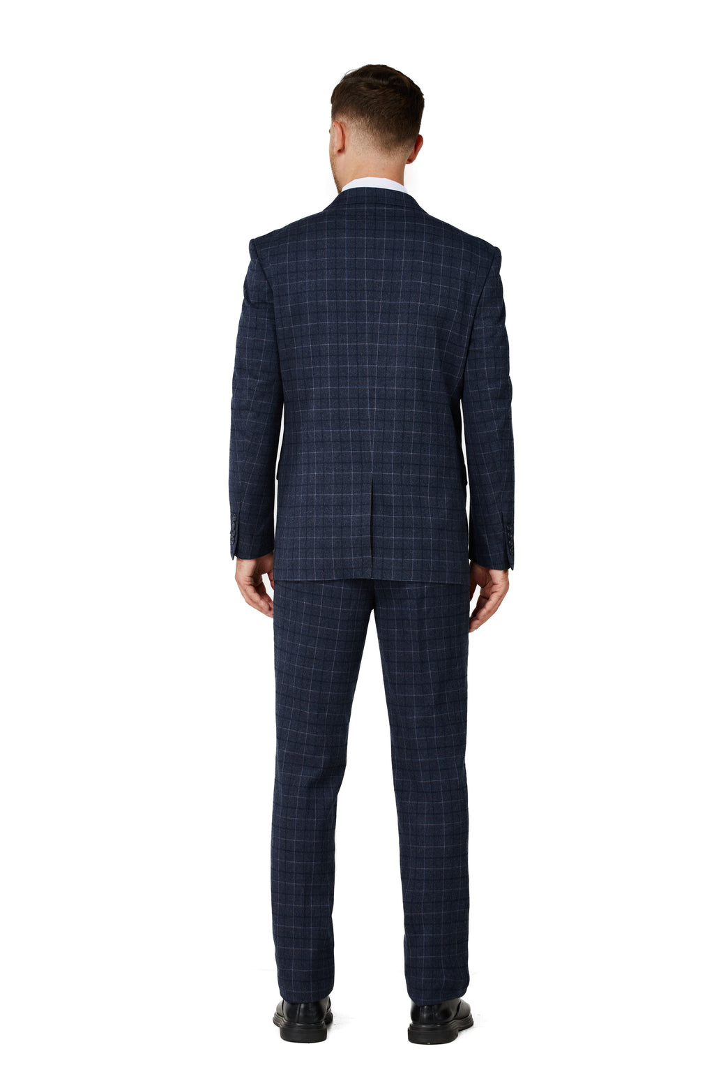 Navy Plaid Suit Side