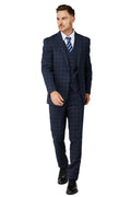 Navy Plaid Suit Front