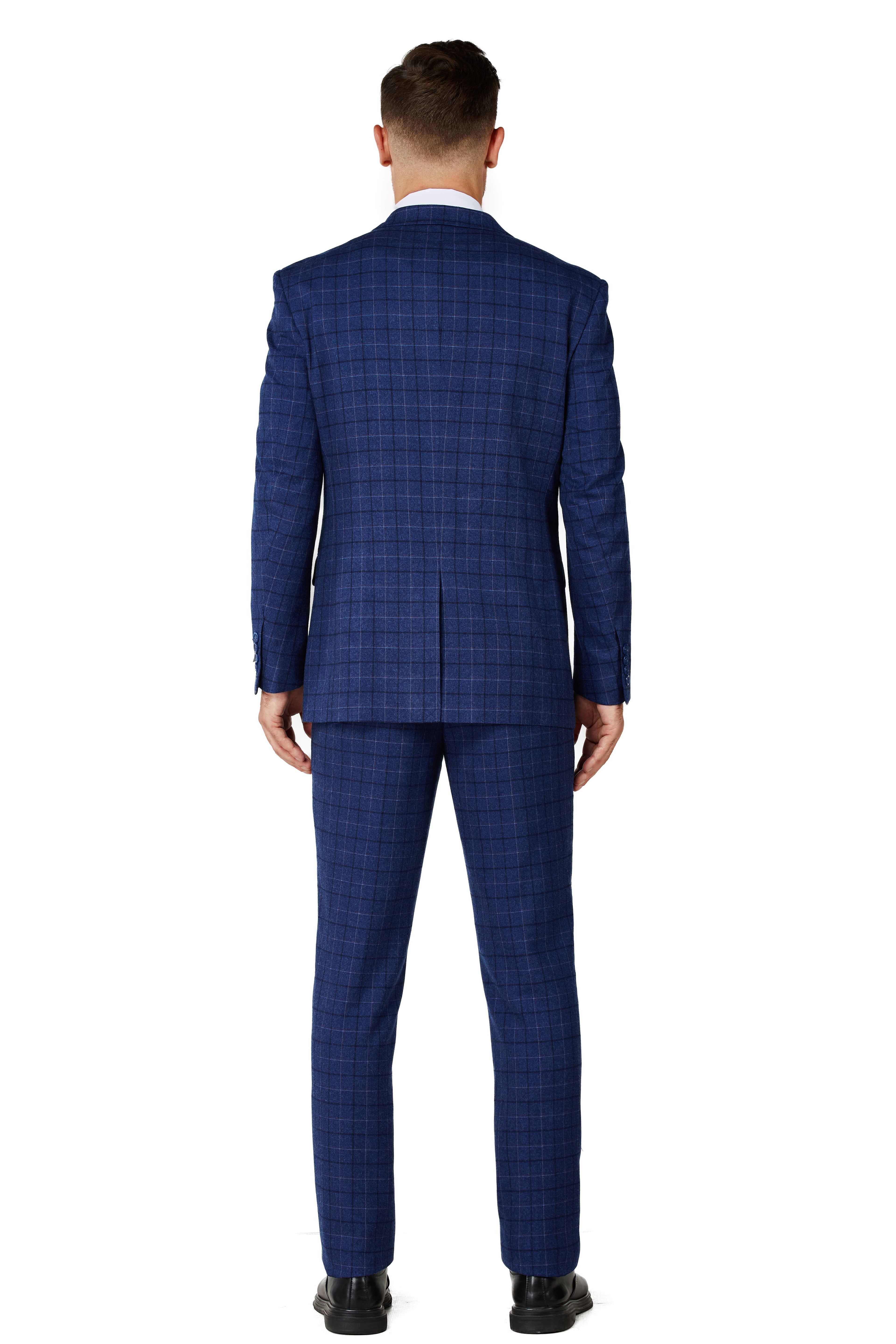 Navy Plaid Suit Detail