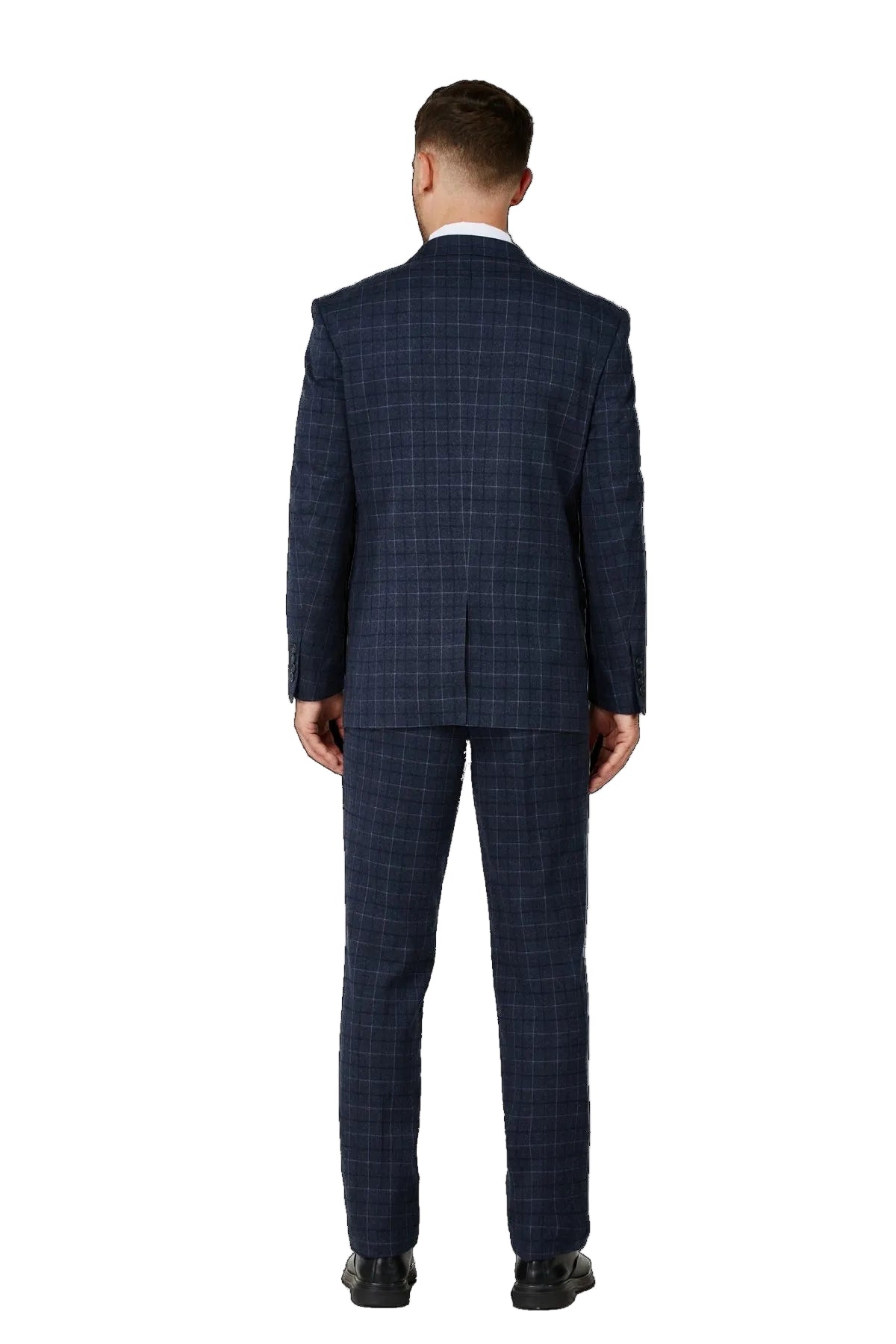 Navy Plaid 3-Piece Slim Fit Suit